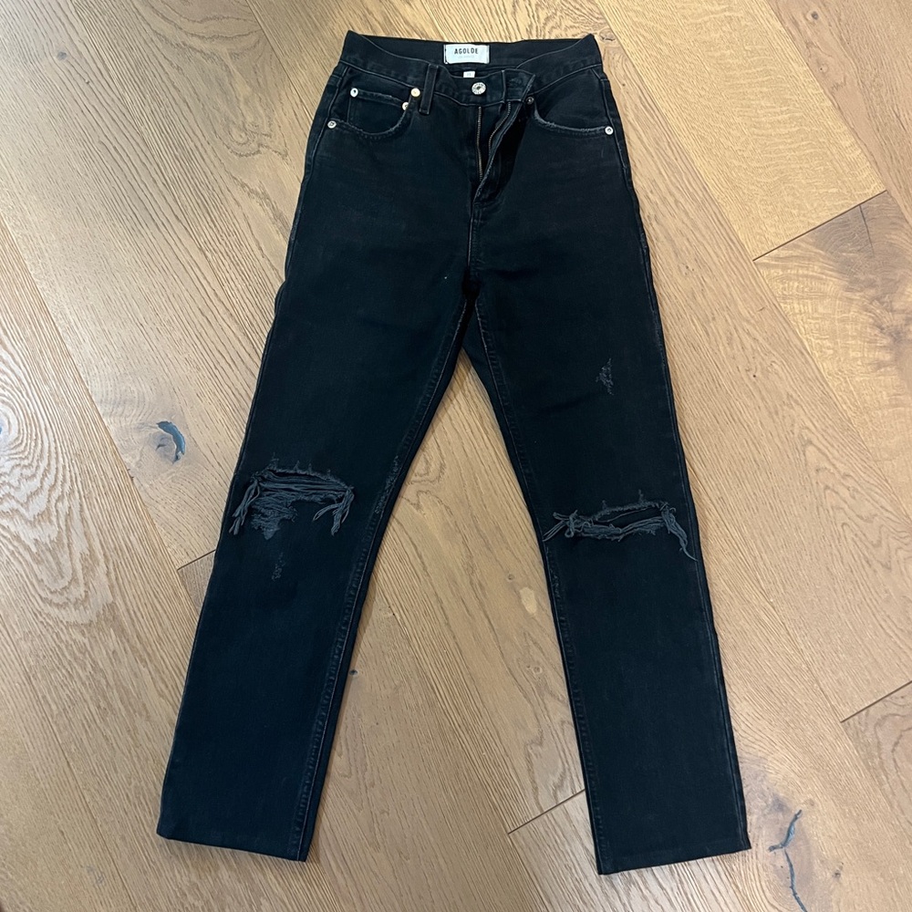 Agolde Cheri High Rise Straight Black Jeans Size 23
